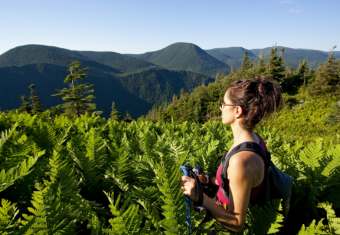 Woman looking at mountains